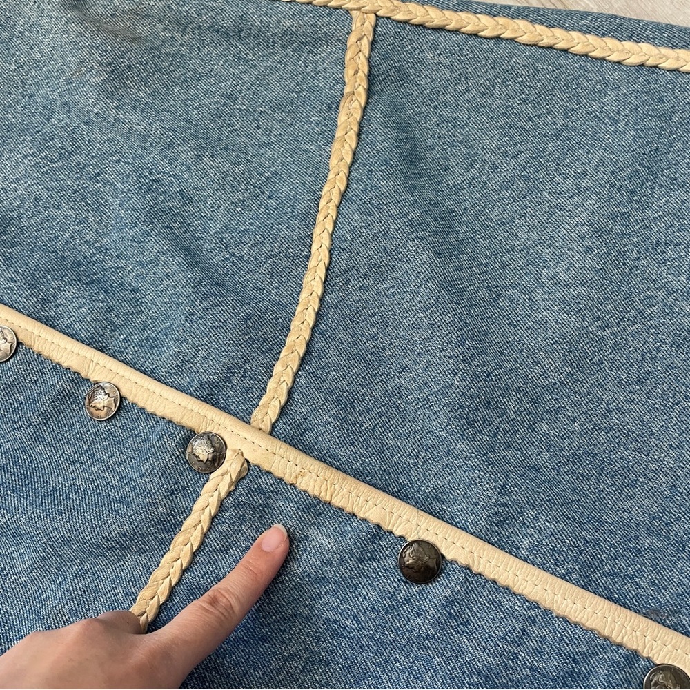 Boucher Santa Fe Denim Skirt handmade maxi womens Blue size 28 southwestern folk - Picture 5 of 7